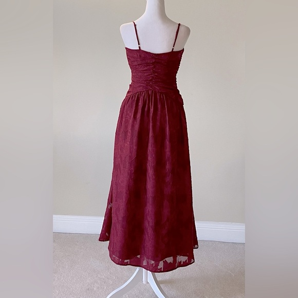 Lost +Wander EUC Celestial Glow Metallic Stripe Cocktail Dress in Maroon Size M - Picture 6 of 11